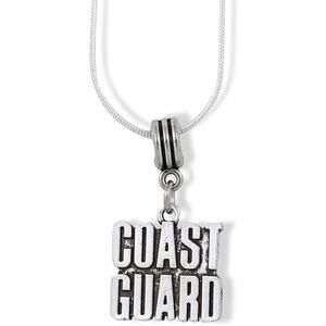 Coast Guard Text Charm Snake Chain Necklace